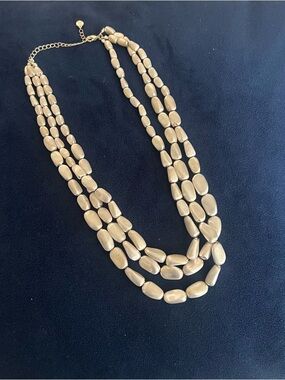 Versona Three-Strand Brushed Silver  Tone Bead Necklace